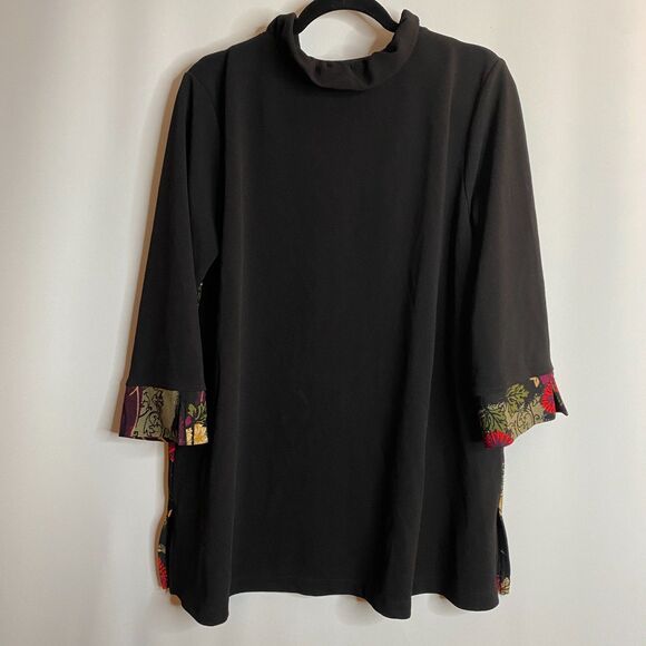 Ali Miles 2 Button Art to Wear Cardigan Tunic Collared Colorful Floral  Womens L - Picture 2 of 10